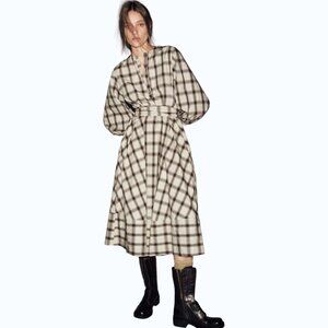 ZARA WOMAN COLLECTION PLAID SHIRT DRESS NWT SIZE M